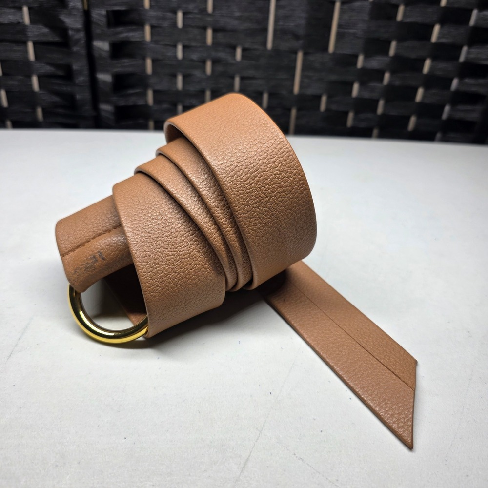 B-Low The Belt Women Tan Pebbled Vegan Leather O-Ring Buckle Belt One Size